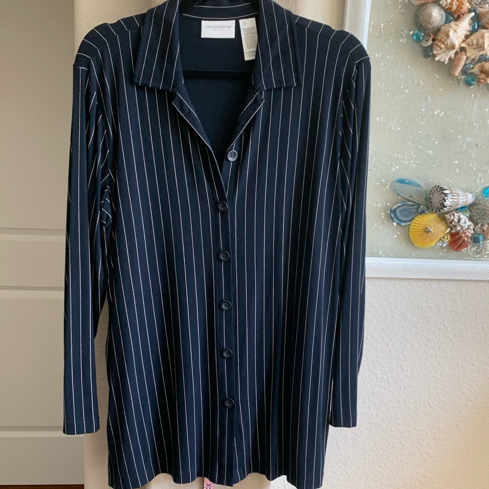 LIZ CLAIBORNE STRIPED BLOUSE SZ L